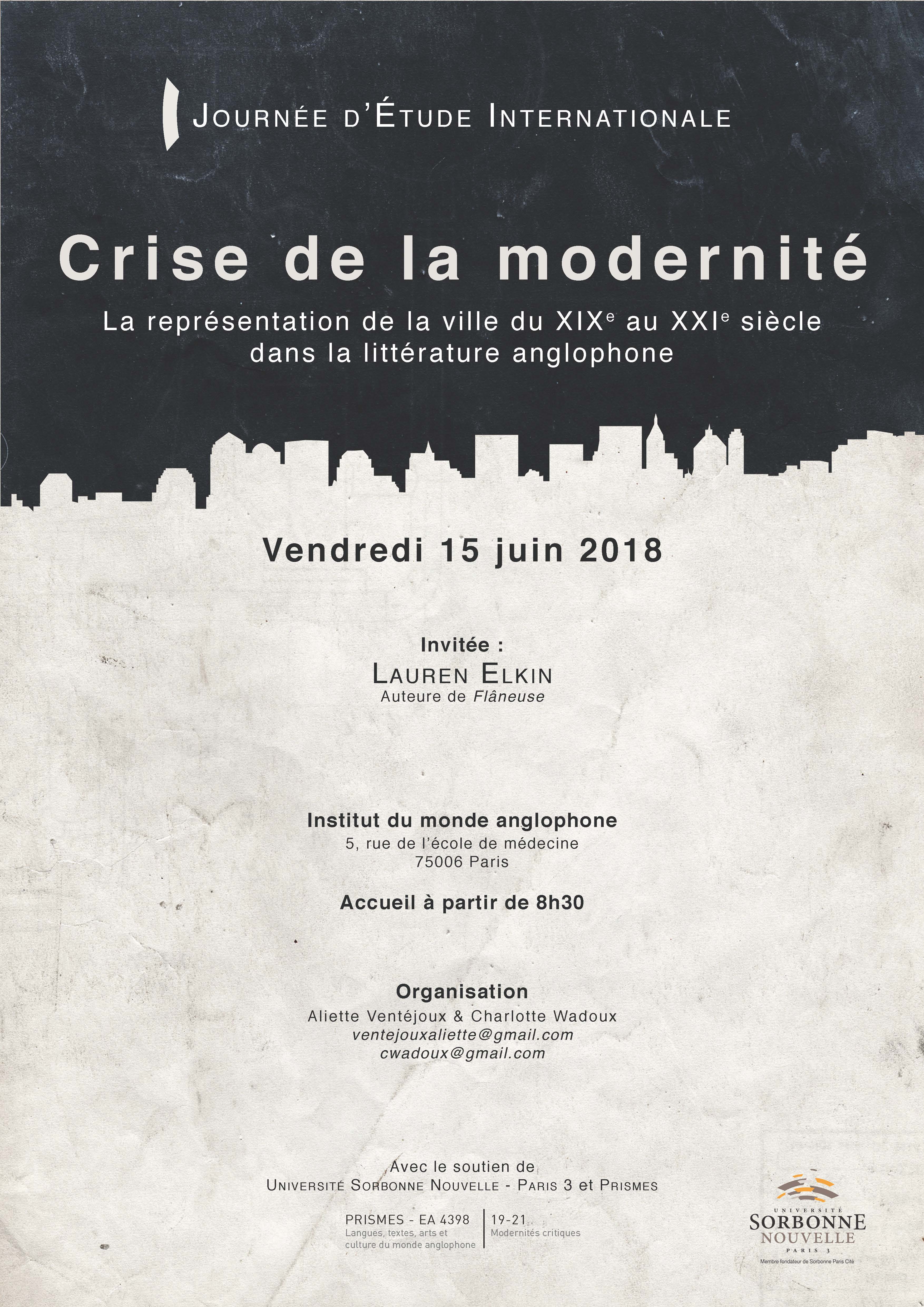 15 juin – Journée d’étude – Crise de la modernité