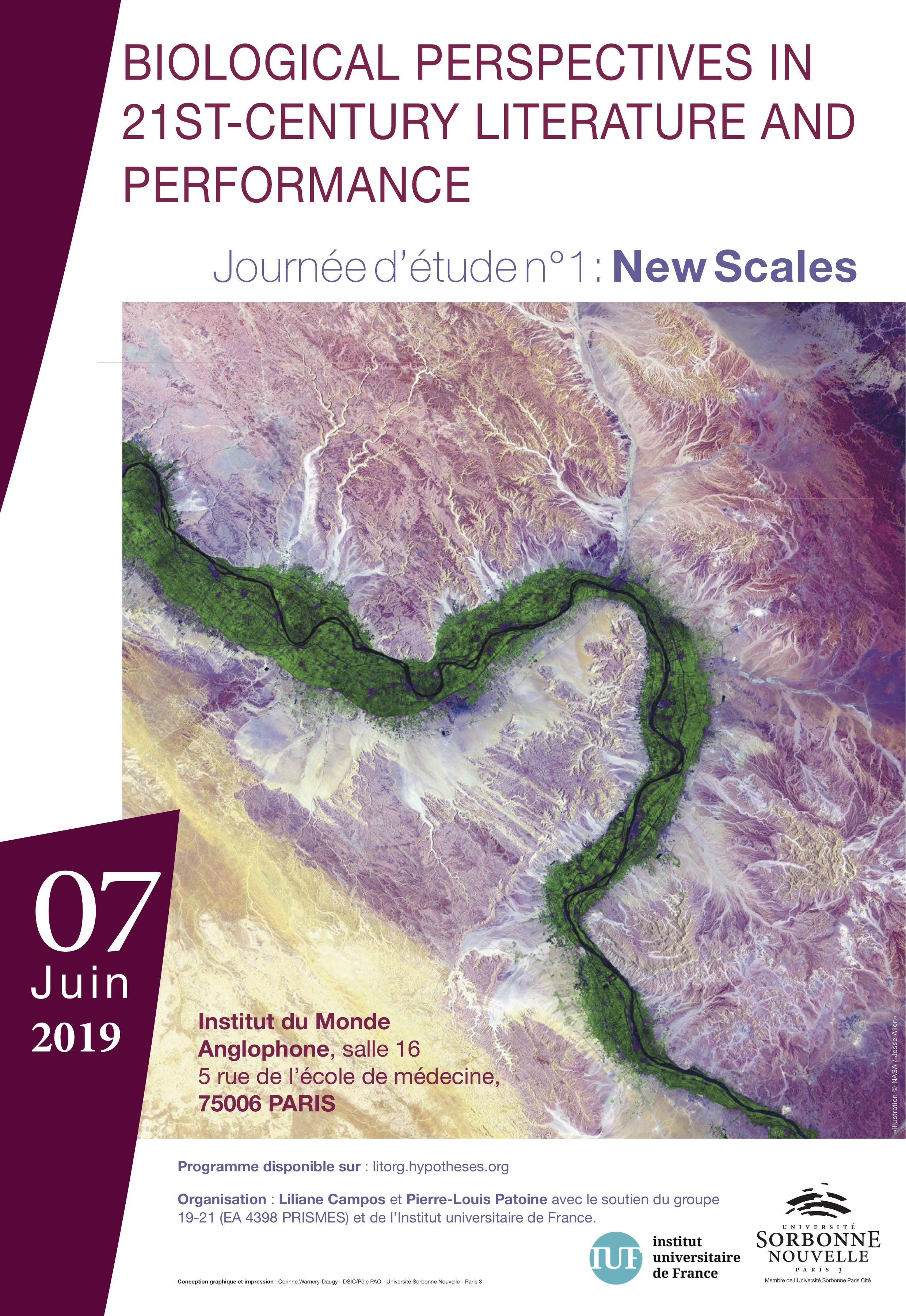 Biological Perspectives in 21st century Literature and Performance – Symposium number 1: New Scales. June 7, 2019