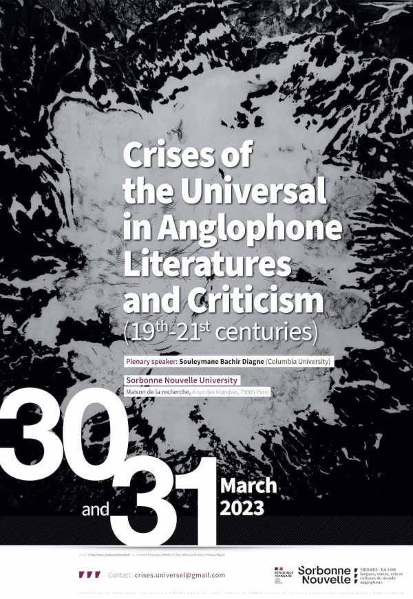 Conference « Crisis of the Universal in Anglophone Literature and Criticism (19th-21st centuries) » – 30-31/03/23
