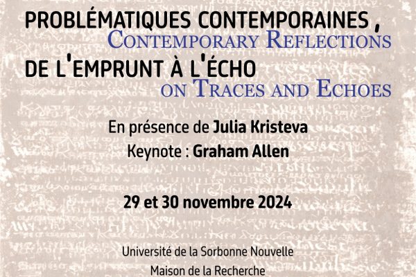 Colloque « Intertextualité dans la littérature anglophone : problématiques contemporaines, de l’emprunt à l’écho / Intertextuality in Anglophone Literature: Contemporary Reflections on Traces and Echoes », 29-30 novembre 2024